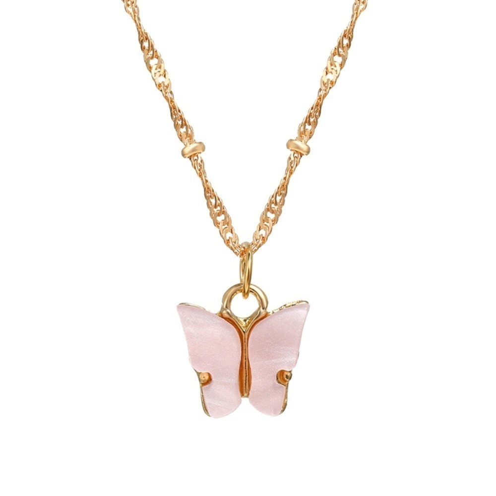 *AYAKO* Pink x Gold Fashion Butterfly Necklace